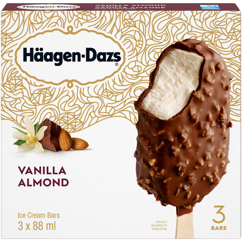HÄAGEN-DAZS® Vanilla Almond Ice Cream Bars - 3 x 88 ml