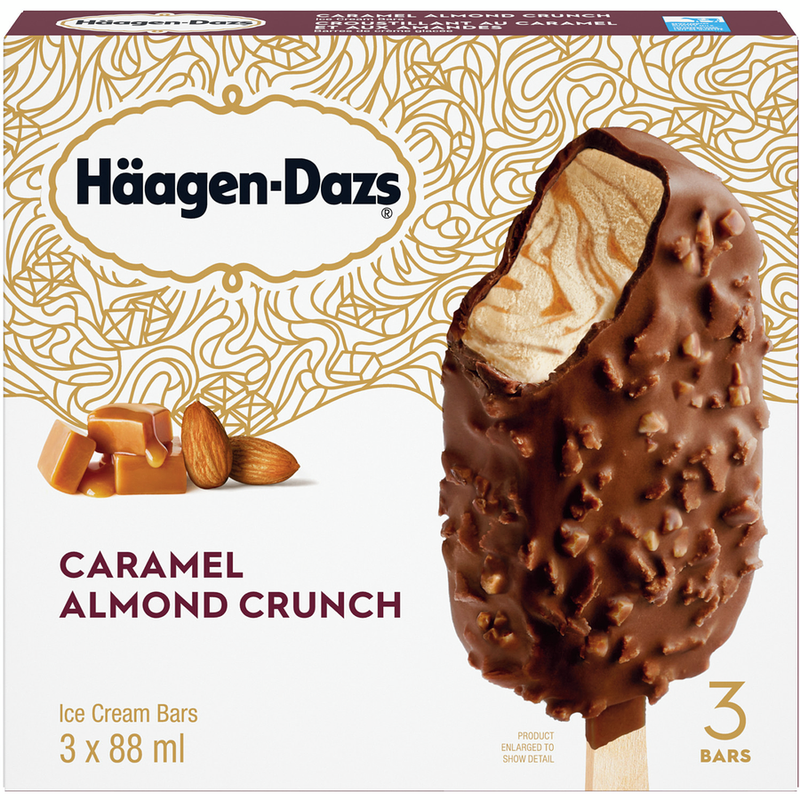 HÄAGEN-DAZS® Caramel Almond Crunch Ice Cream Bars - 3 x 88 ml