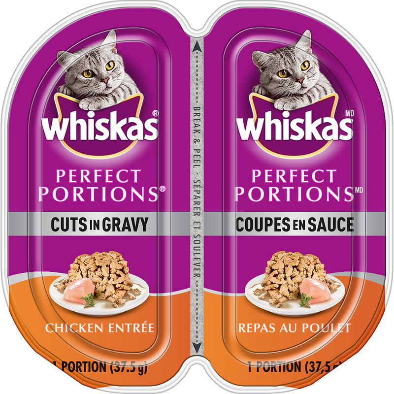 WHISKAS Perfect Portion Chicken Cuts in Gravy Entrée Wet Cat Food - 37.5