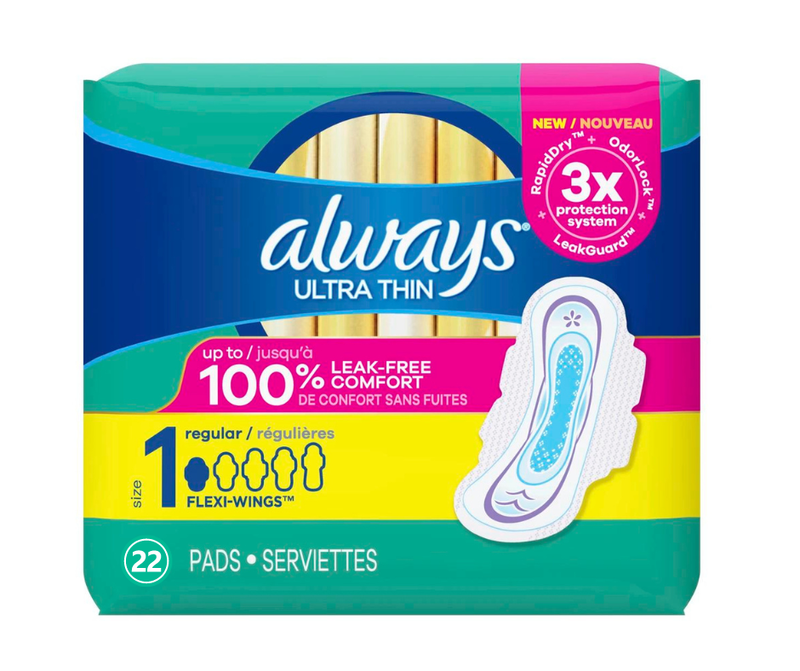 Always Ultra Thin Pads Size 1 Regular with Flexi Wings - 22 Pads