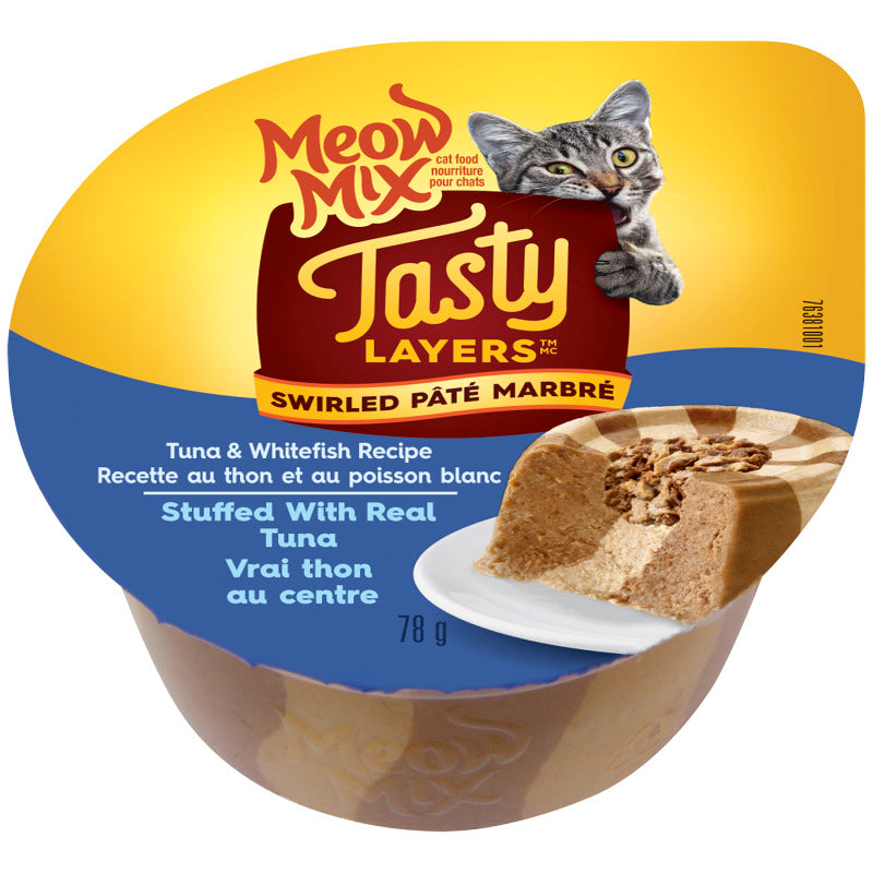 Meow Mix Tasty Layers Swirled Pate - Tuna and White Fish - 78g