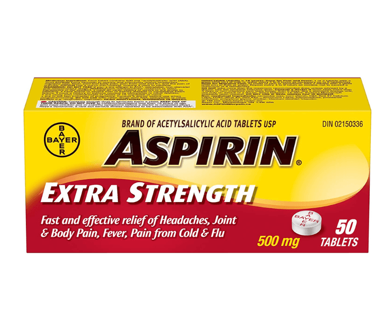 Aspirin Extra Strength 500mg Pain Relief - 50 Tablets - Bringme