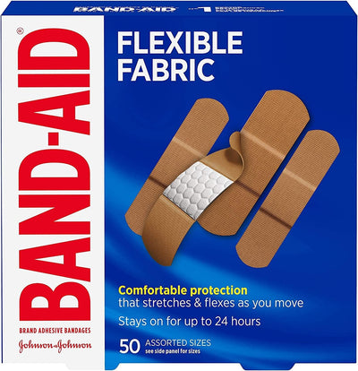 Band-Aid Flexible Fabric Assorted Adhesive Bandages Family Pack,50 Count - Bringme