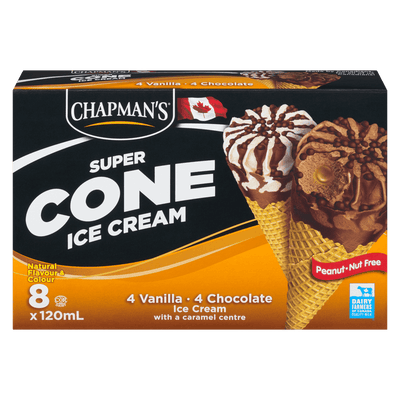 Chapman's Super Cone Ice Cream 4 Vanilla with a Caramel Centre -8x120ml - Bringme