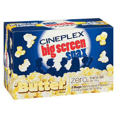 Cineplex®Big Screen Snax Butter Microwave Popcorn – 3 Pack - Bringme