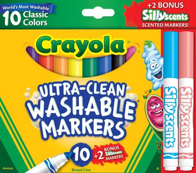 Crayola 10 Count Ultra-Clean Washable Broad Line Markers Plus 2 - Bringme