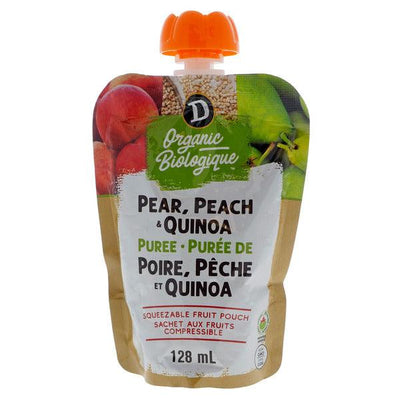 D Organic Biologique Pear, Peach, & Quinoa Puree - 128 ml - Bringme