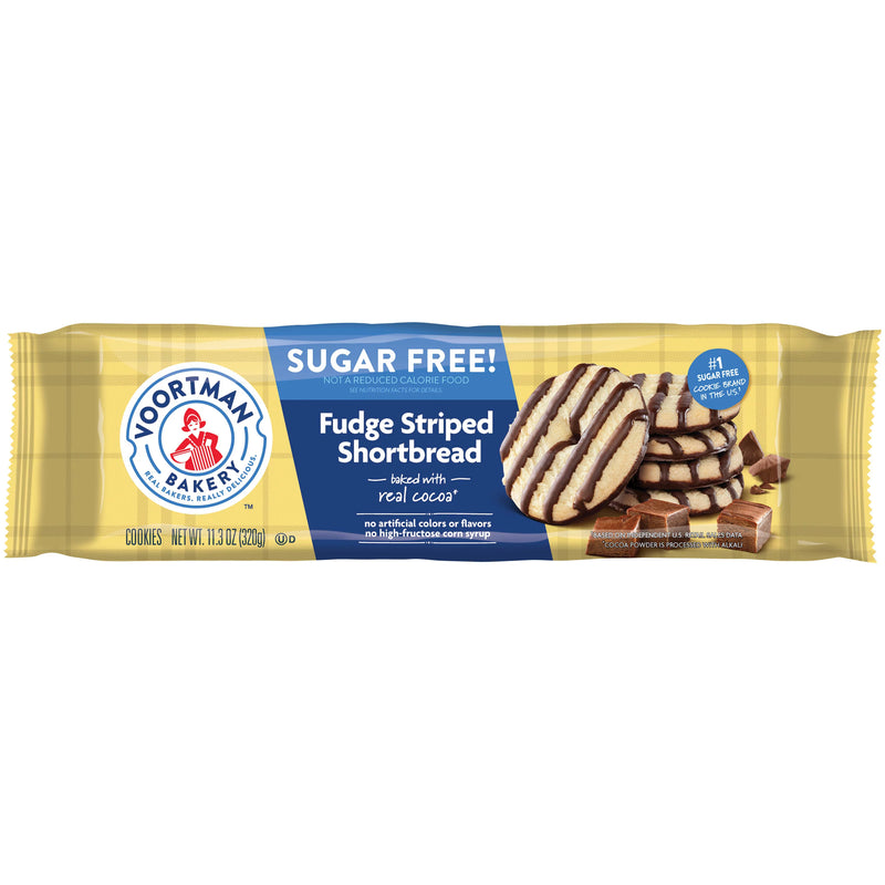 Voortman Bakery Fudge Striped Shortbread Cookies No Sugar Added - 320g - Bringme