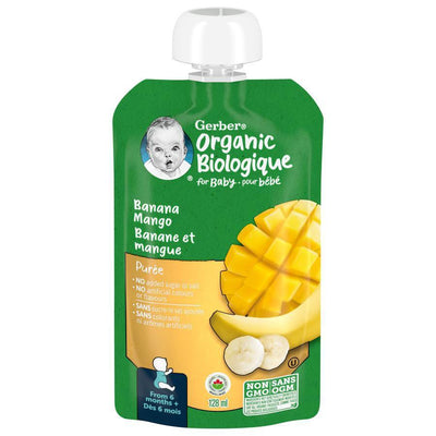 GERBER Organic Purée, Banana Mango, Baby Food - 128 ml - Bringme