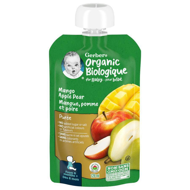 GERBER Organic Purée, Mango Apple Pear, Baby Food - 128 ml - Bringme
