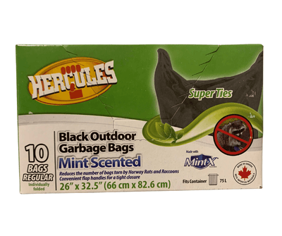 Hercules 10 Regular Black Outdoor Garbage bags- 75L - 26" x 32.5" (66cm x 82.6cm) - Bringme
