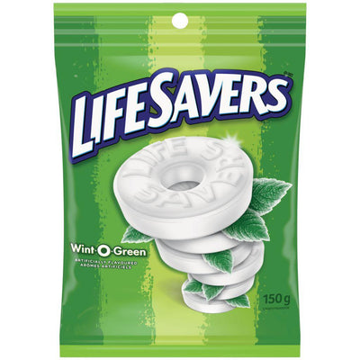 Lifesavers Mints, Wint-O-Green, Wintergreen Flavoured Mints, Bag - 150g - Bringme
