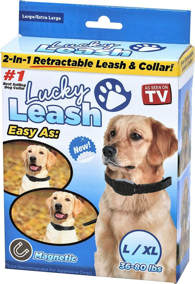 Lucky Leash 2n1 Retractable Leash & Collar- Large/X-Large - Bringme