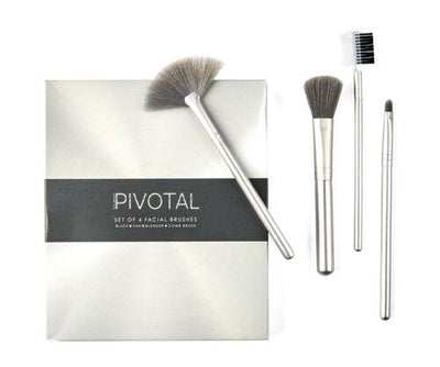 Pivotal- Set of 4 Facial Brushes ~Blush, Fan, Blender & Brush Comb - Bringme