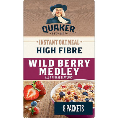 Quaker High Fibre Wild Berry Medley Instant Oatmeal - 300g - Bringme