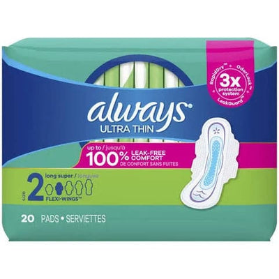 Always PADS - ULTRA THIN Size 2 Long with Flexi wings - 20 pads - Bringme
