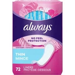 Always LINERS - THIN No Feel Protection - 72 Liners - Bringme
