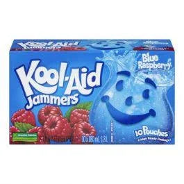 Kool Aid Jammers, Blue Raspberry- 10 x 180ml pouches - Bringme