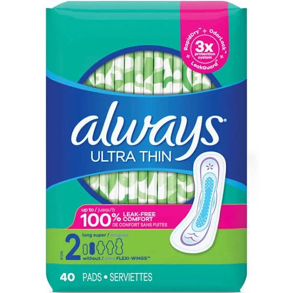 Always PADS - ULTRA THIN, Size 2 Long without Wings - 40 Pads - Bringme