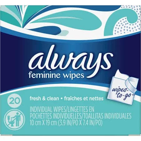 Always Feminine WIPES Individual - Fresh & Clean - 20 wipes - Bringme