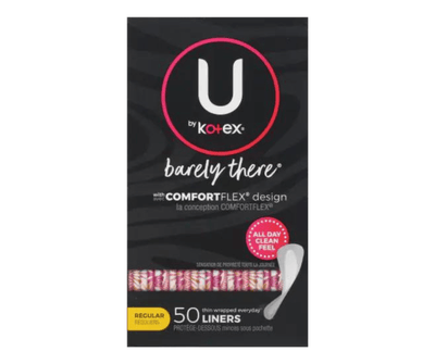 U by Kotex LINERS - REGULAR, Barely There, Fragrance-Free - 50 Liners - Bringme